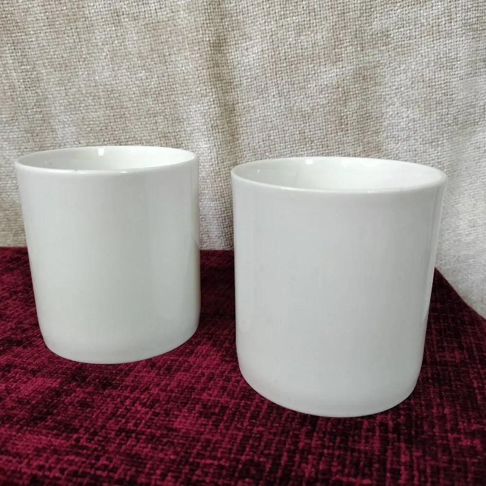 Set of 2 Pier 1 Imports White Porcelain Coffee Mugs New Essential Classic